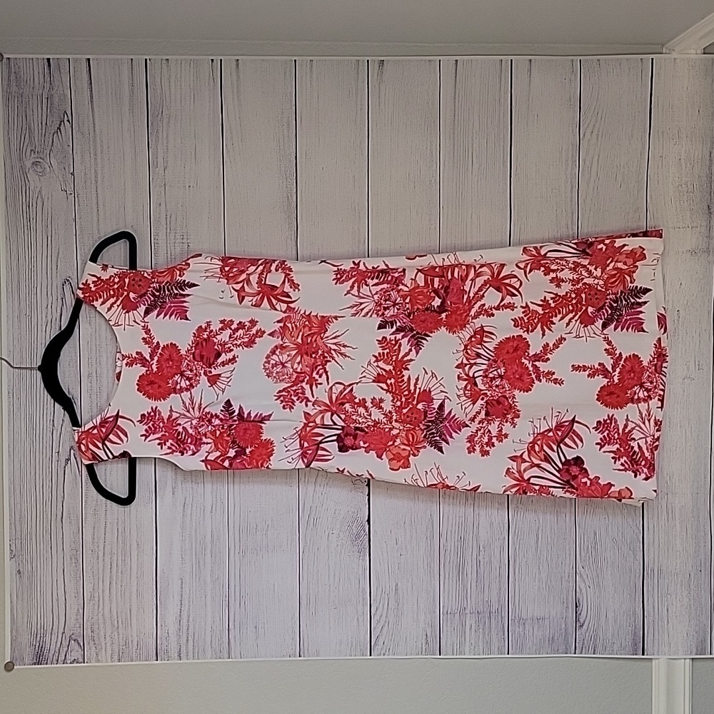 Mario Serrani Italy, Pink Floral Print, Shift Dress, Sleeveless